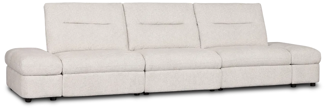 Mila Light Beige Fabric 3-piece Modular Power Sofa