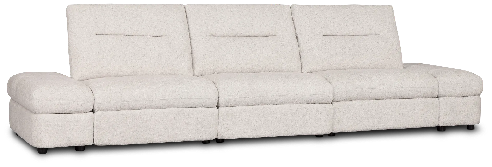 Mila Light Beige Fabric 3-piece Modular Power Sofa
