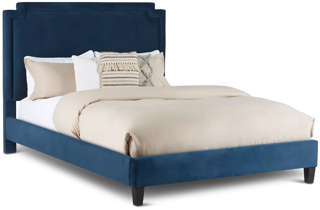 Whitney Dark Blue Uph Platform Bed Whitney Dark Blue Uph Platform Bed
