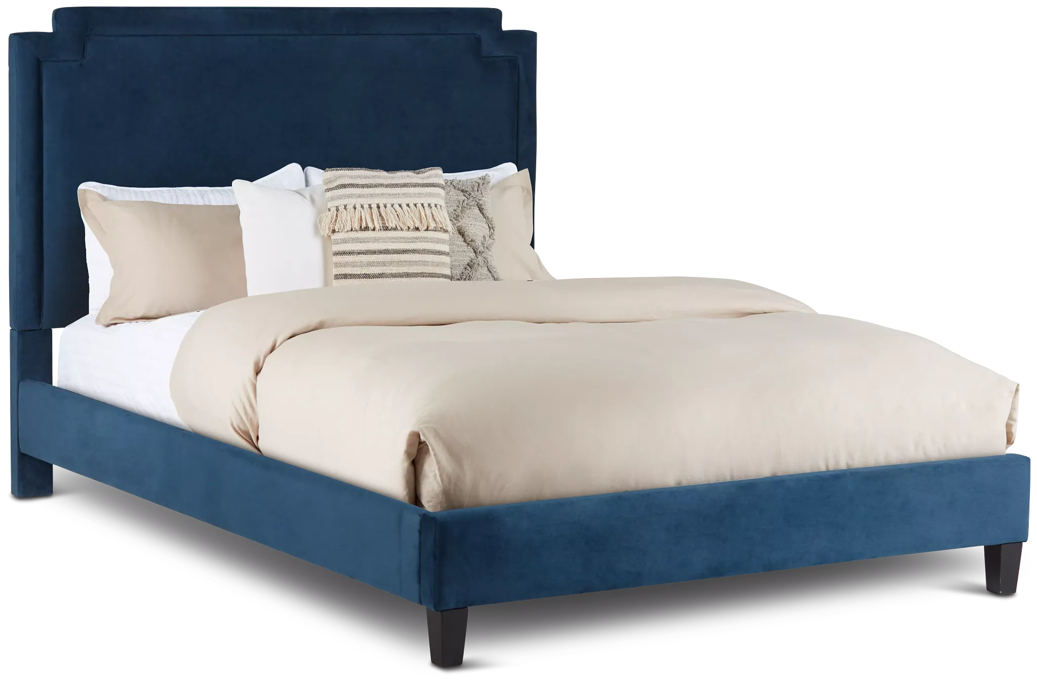 Whitney Dark Blue Uph Platform Bed