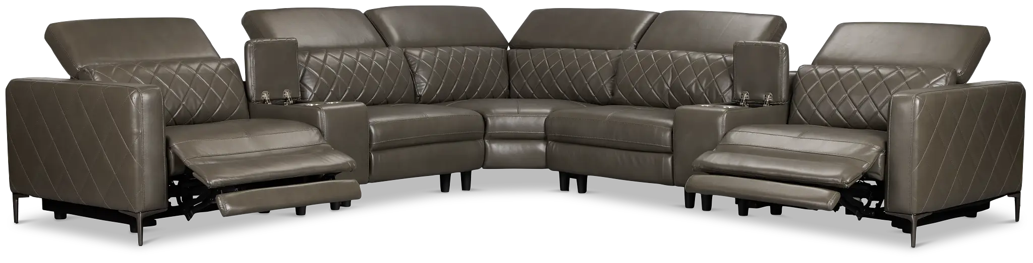 Ava Dark Gray Micro Large Dual Power Reclining Two-arm Sectional Ava Dark Gray Micro Large Dual Power Reclining Two-arm Sectional