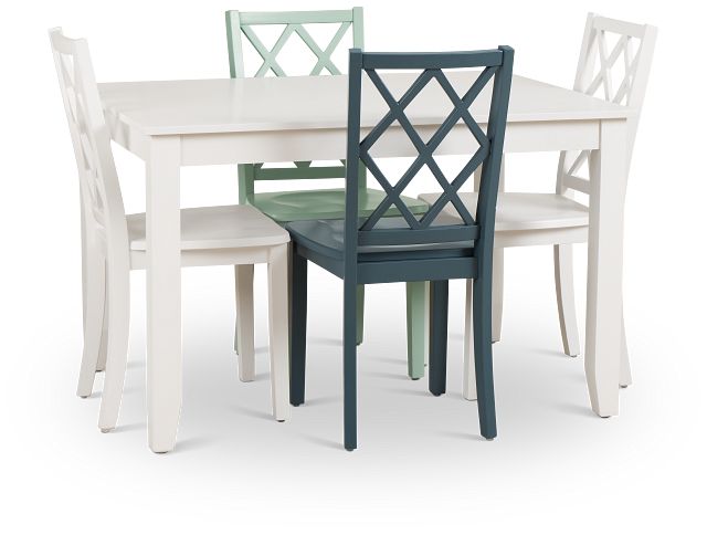 Edgartown White Rectangular Table And Mixed Chairs