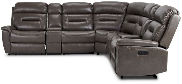 Toby Dark Taupe Micro Large Triple Power Reclining Two-arm Sectional (3)
