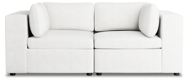Destin Sutton White Fabric 2 Piece Modular Sofa