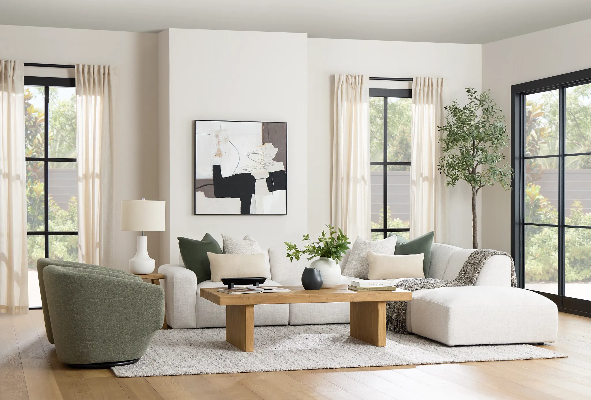 Baylor Light Beige Fabric 5-piece Right Facing Bumper Sectional