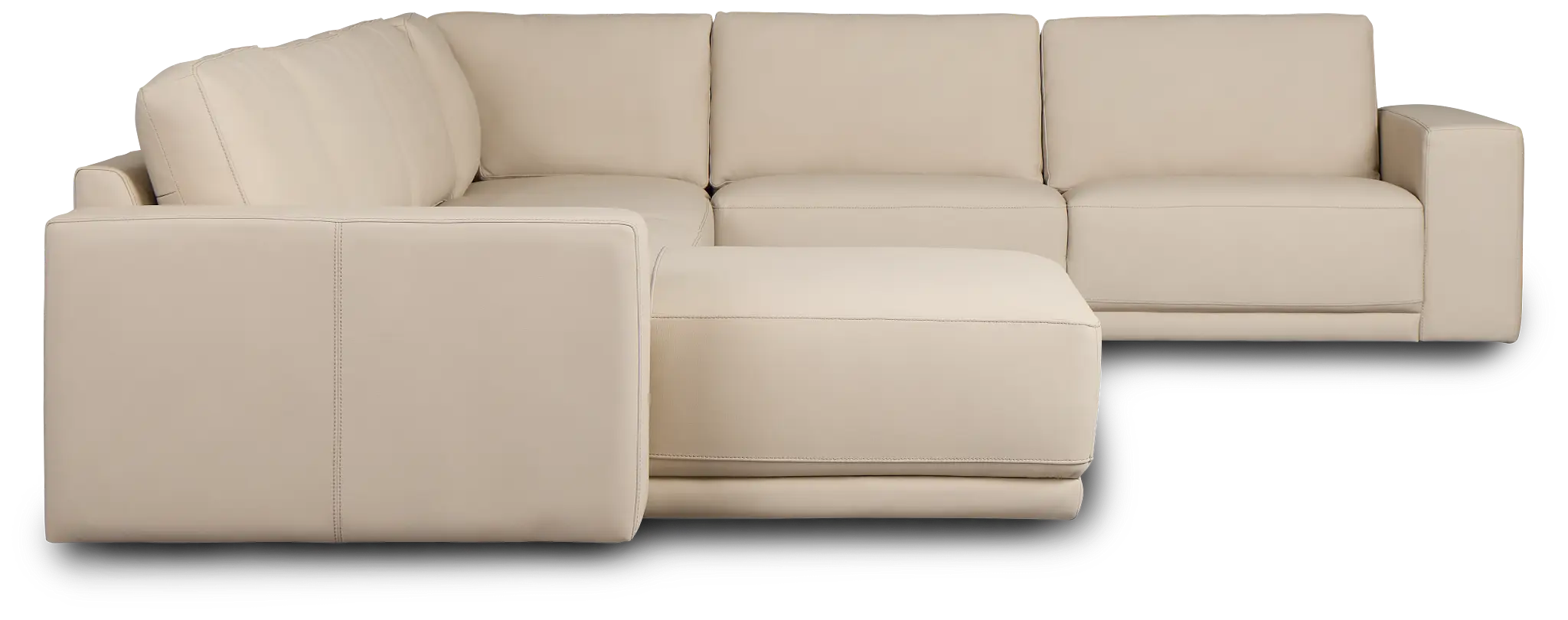 Kellan Ivory Leather Medium Left Chaise Sectional Kellan Ivory Leather Medium Left Chaise Sectional