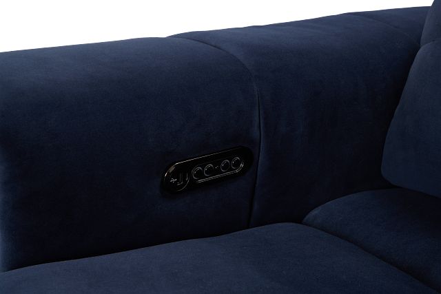 Gemma Navy Velvet Large Dual Power Left Chaise Sectional