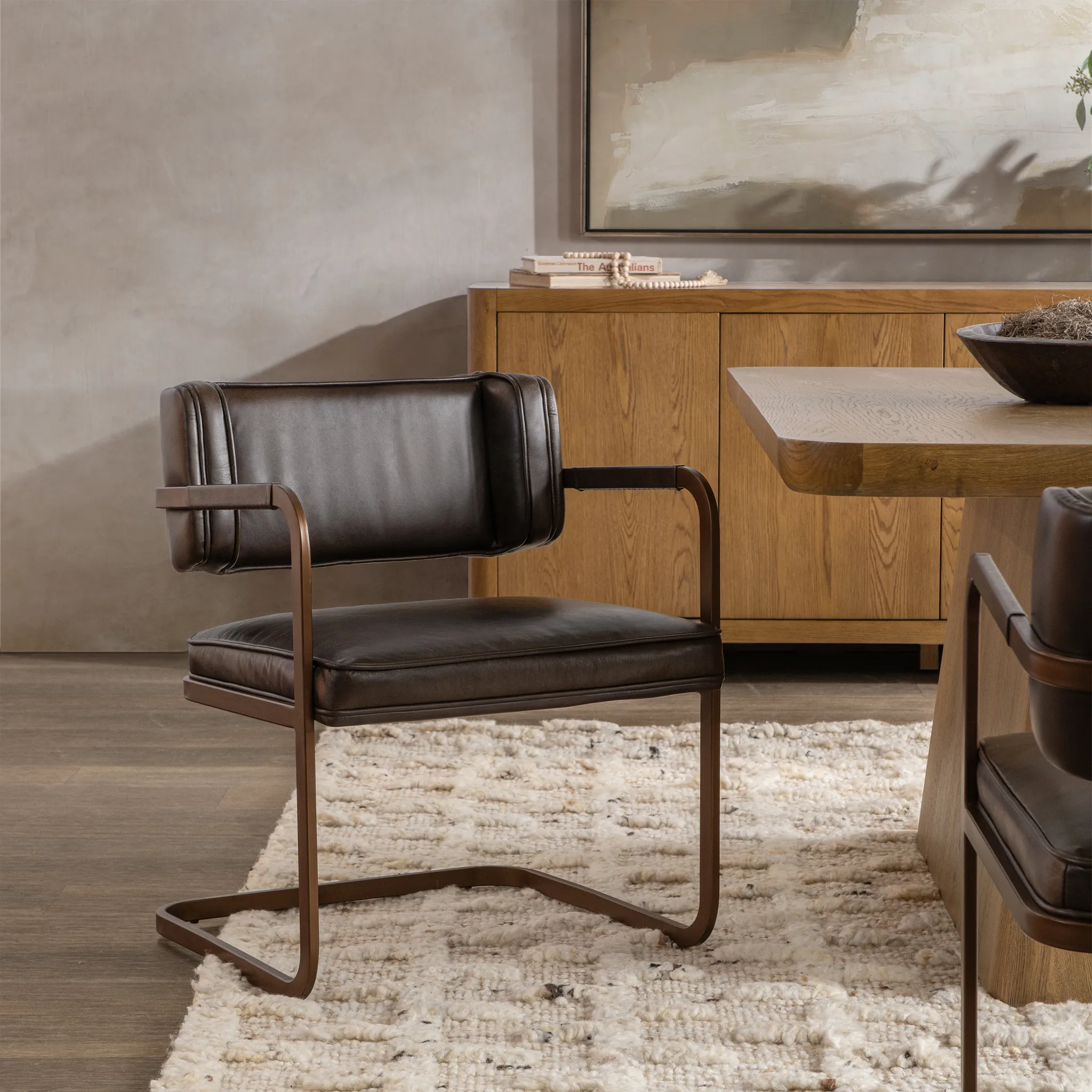 Mando Brown Upholstered Arm Chair