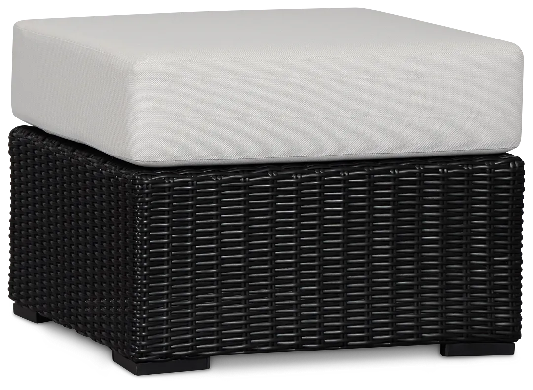 Montecito Black Small Ottoman With Light Beige Cushions