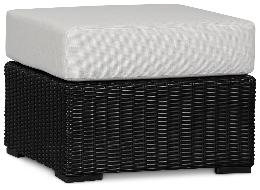 Montecito Black Small Ottoman With Light Beige Cushions Montecito Black Small Ottoman With Light Beige Cushions