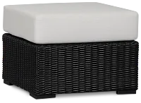 Montecito Black Small Ottoman With Light Beige Cushions