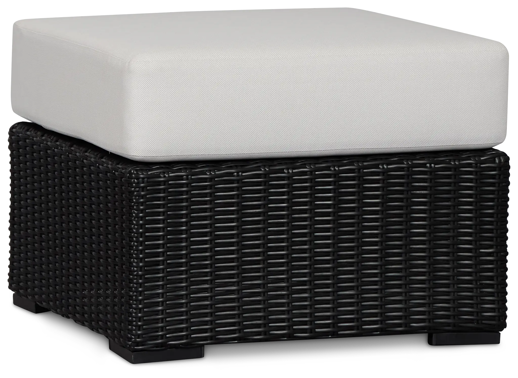 Montecito Black Small Ottoman With Light Beige Cushions Montecito Black Small Ottoman With Light Beige Cushions