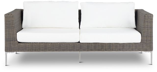 Tulum White Woven Sofa W/ 2 Cushions