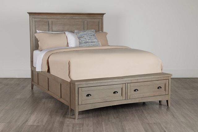 Heron Cove Light Tone Panel Bed With Bench (0)