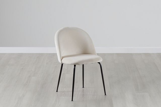 Capri Ivory Upholstered Side Chair W/ Black Legs