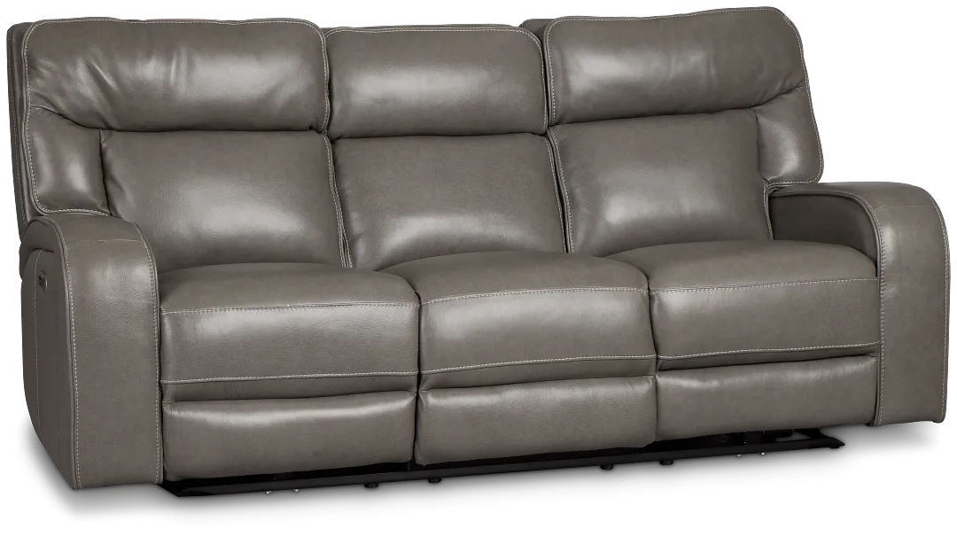 Jasper Gray Leather Power Reclining Sofa