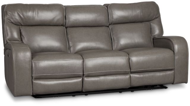 Jasper Gray Leather Power Reclining Sofa