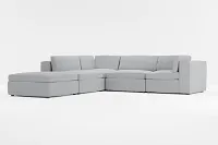 Destin Revenue Gray Fabric 5pc Bumper Sectional