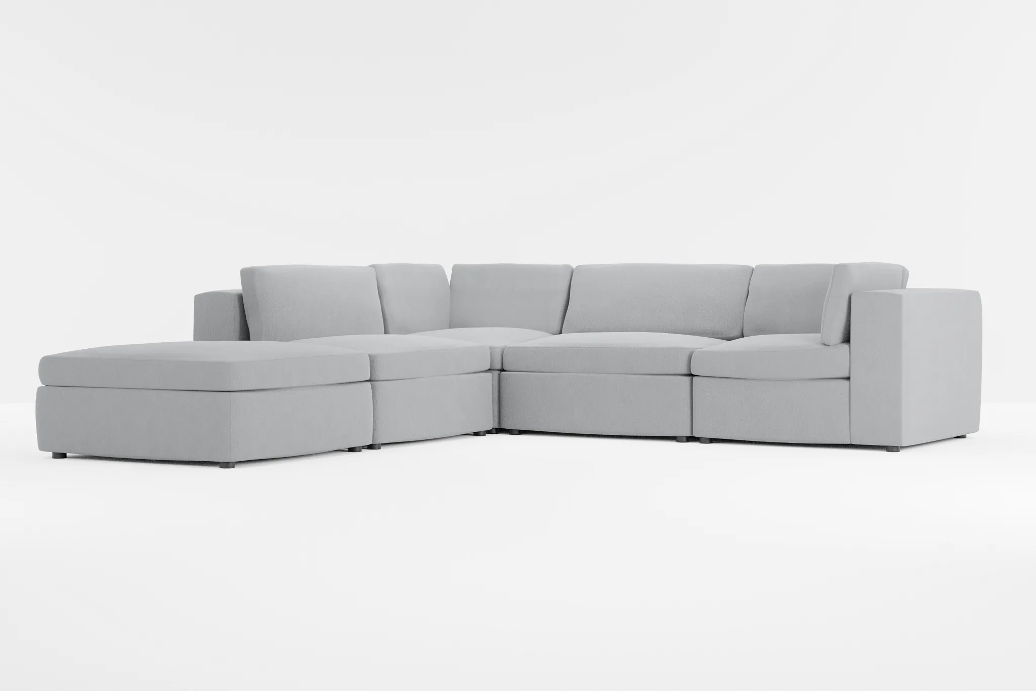 Destin Revenue Gray Fabric 5pc Bumper Sectional