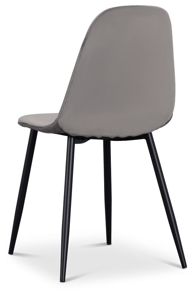 Havana Light Gray Velvet Upholstered Side Chair W/ Black Legs