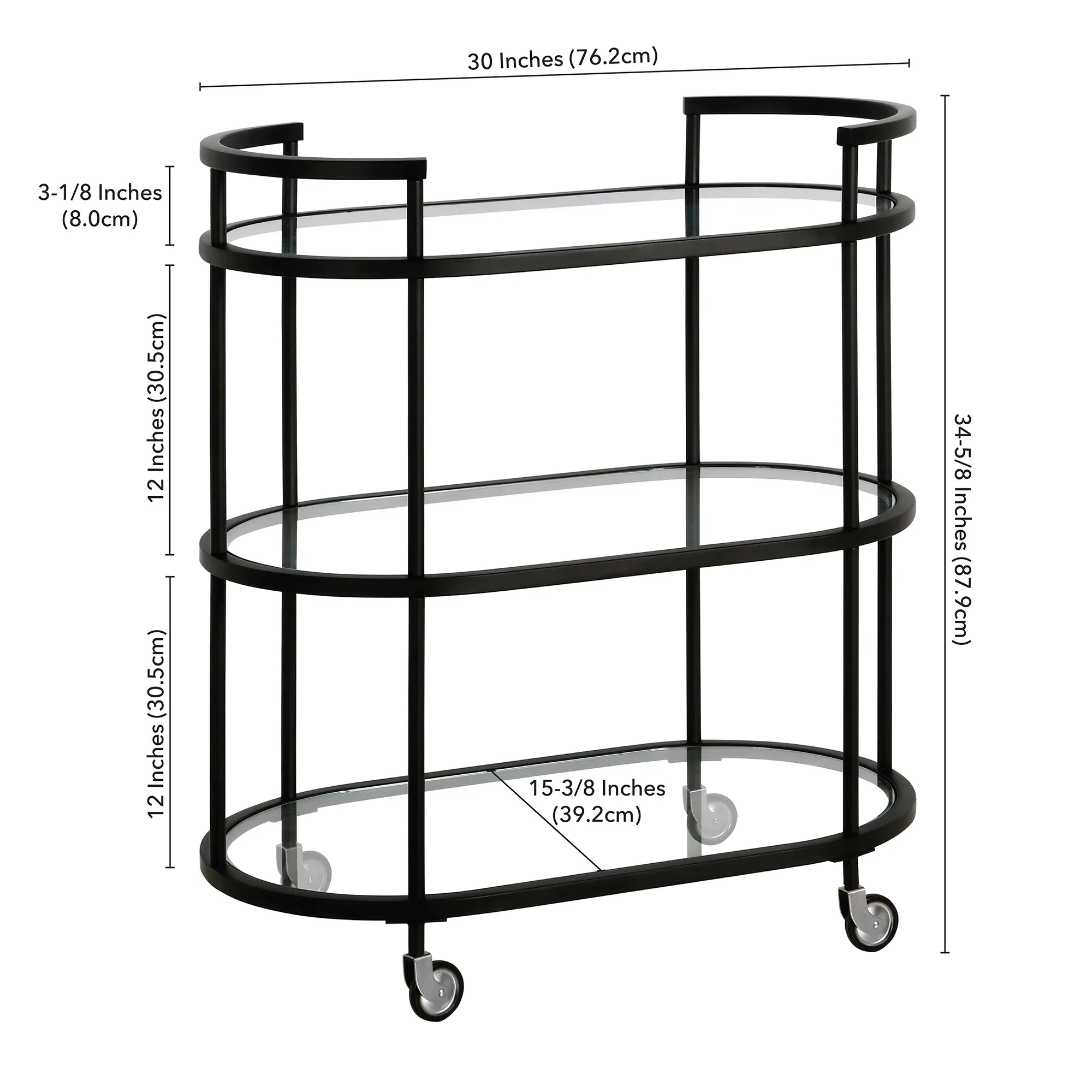 Emilie Black Metal Bar Cart