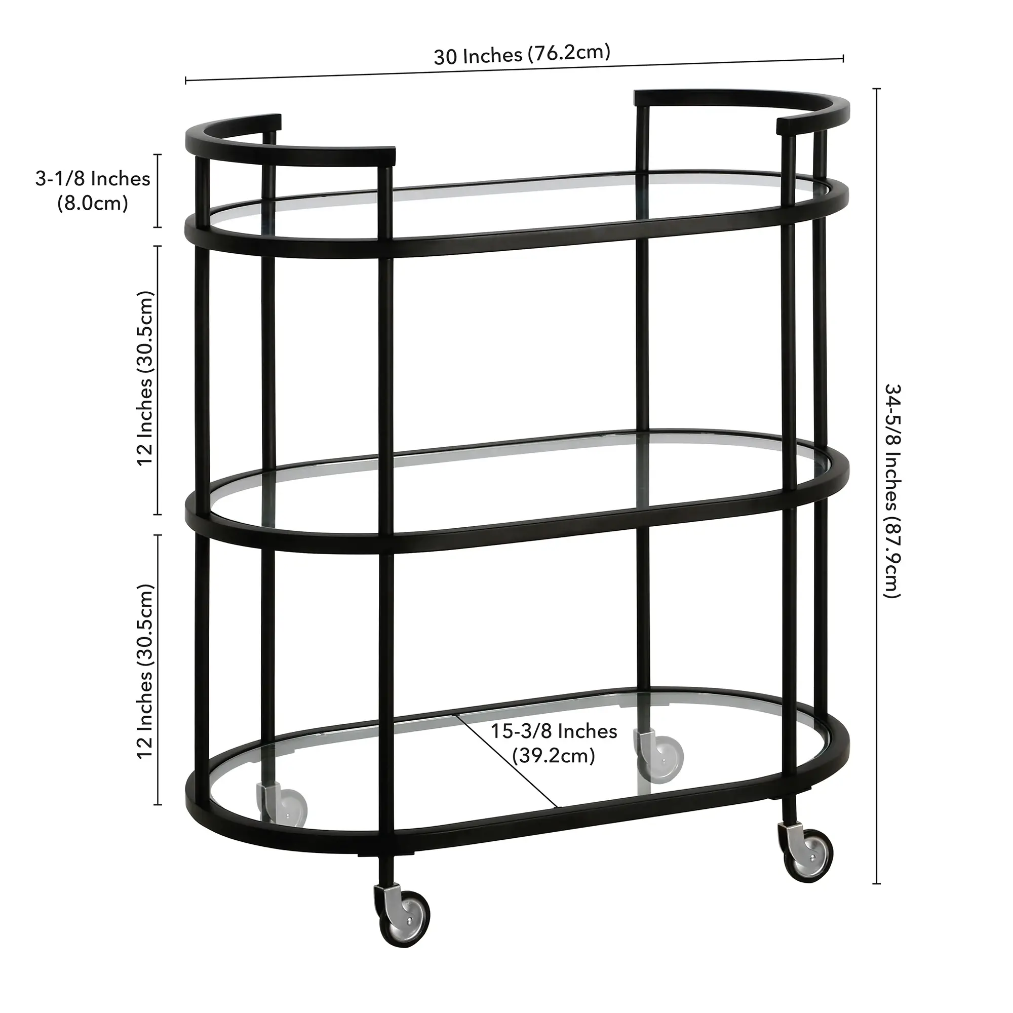 Emilie Black Metal Bar Cart Emilie Black Metal Bar Cart