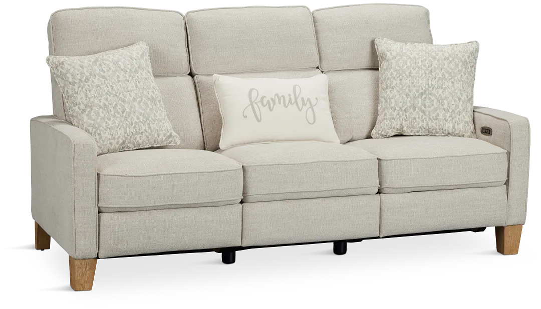 Bayside Light Beige Fabric Power Reclining Sofa