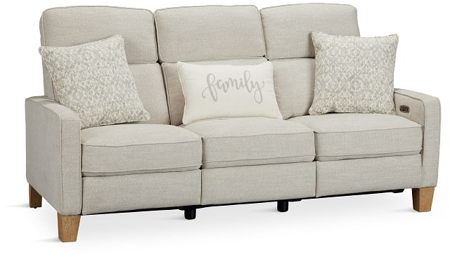 Bayside Light Beige Fabric Power Reclining Sofa