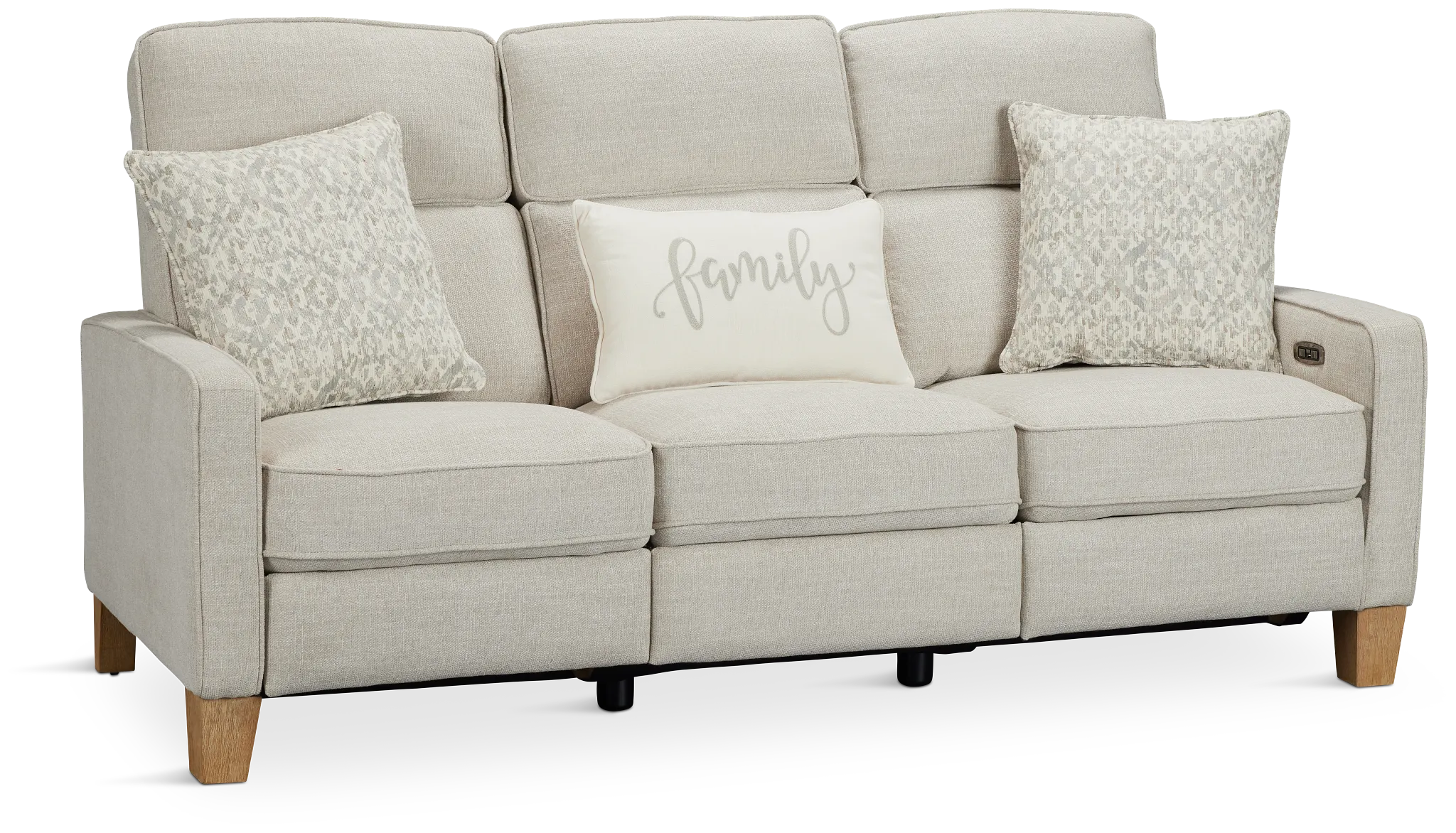 Bayside Light Beige Fabric Power Reclining Sofa