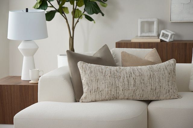Lottie Beige Lumbar Accent Pillow