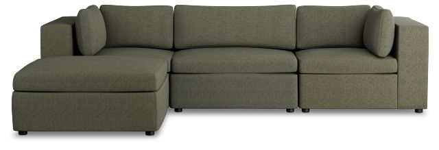 Destin Sutton Green Fabric 4-piece Bumper Sectional