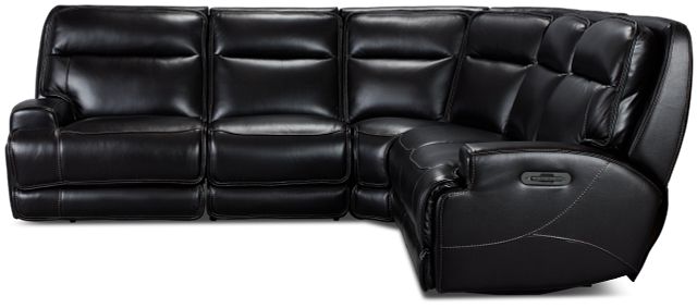 Casey Black Lthr/vinyl Small Two-arm Power Reclining Sectional