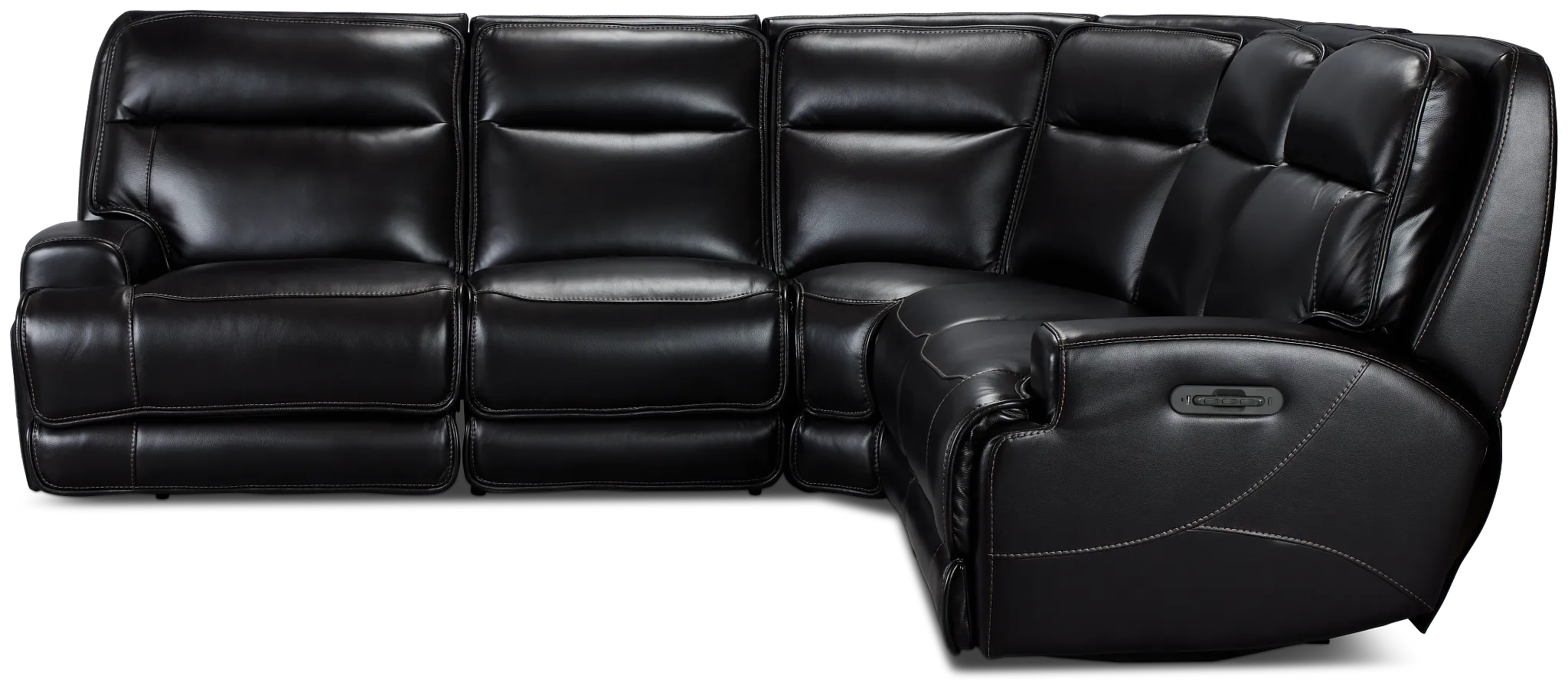 Casey Black Lthr/vinyl Small Two-arm Power Reclining Sectional