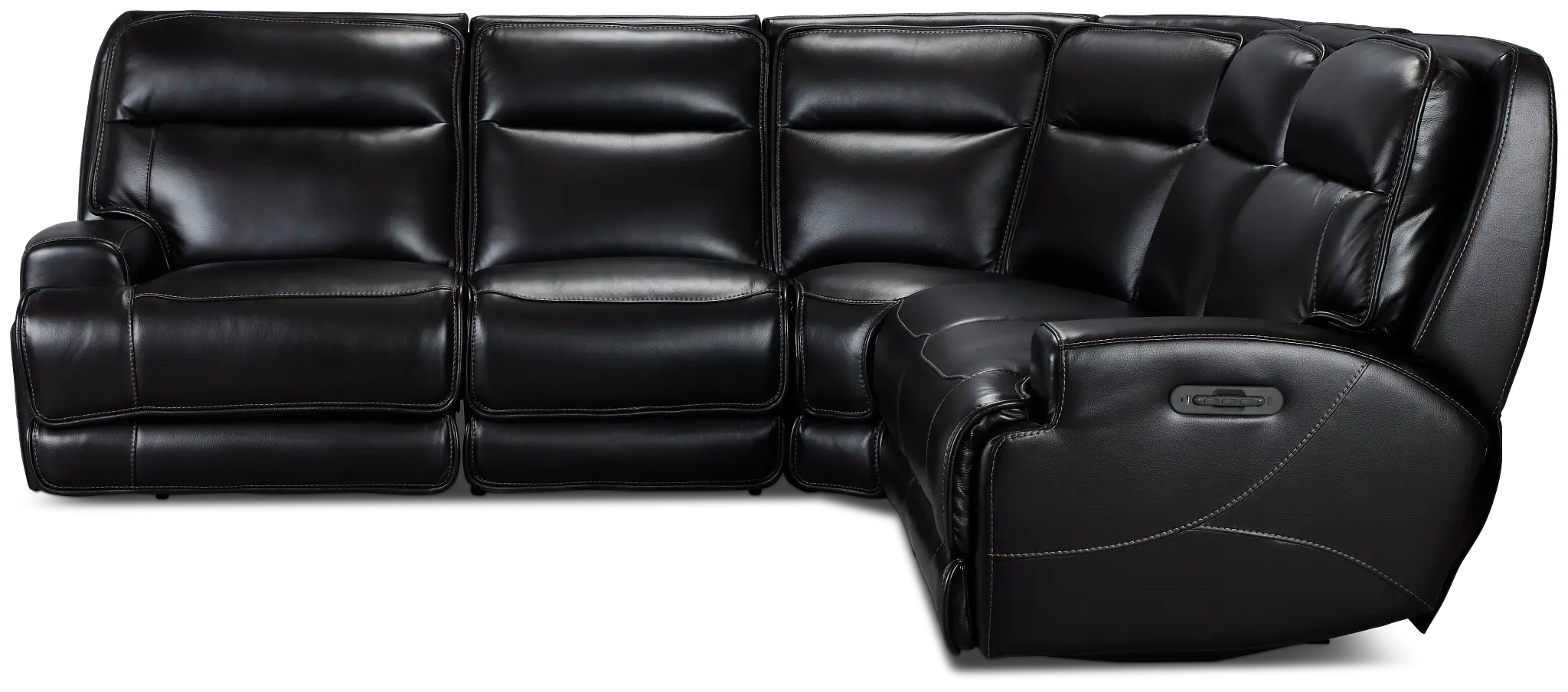 Casey Black Lthr/vinyl Small Two-arm Power Reclining Sectional Casey Black Lthr/vinyl Small Two-arm Power Reclining Sectional