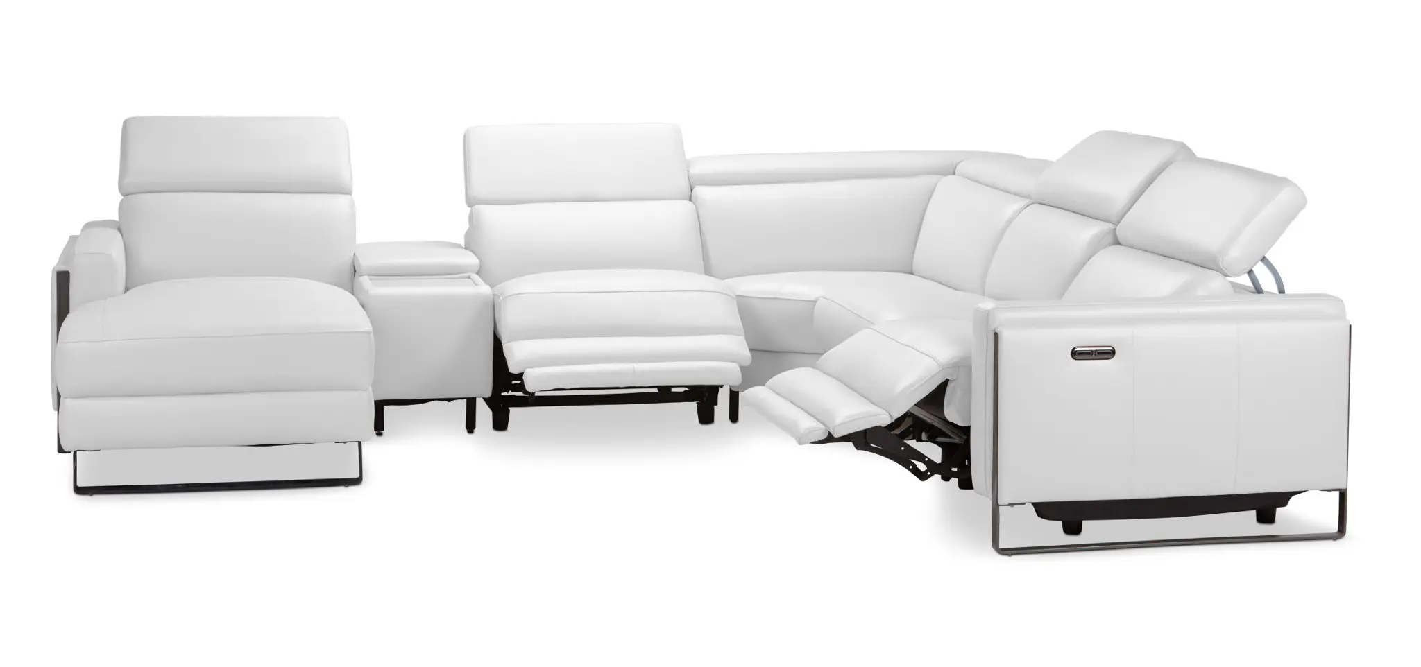 Atlas White Lthr/vinyl Medium Dual Power Left Chaise Sectional Atlas White Lthr/vinyl Medium Dual Power Left Chaise Sectional