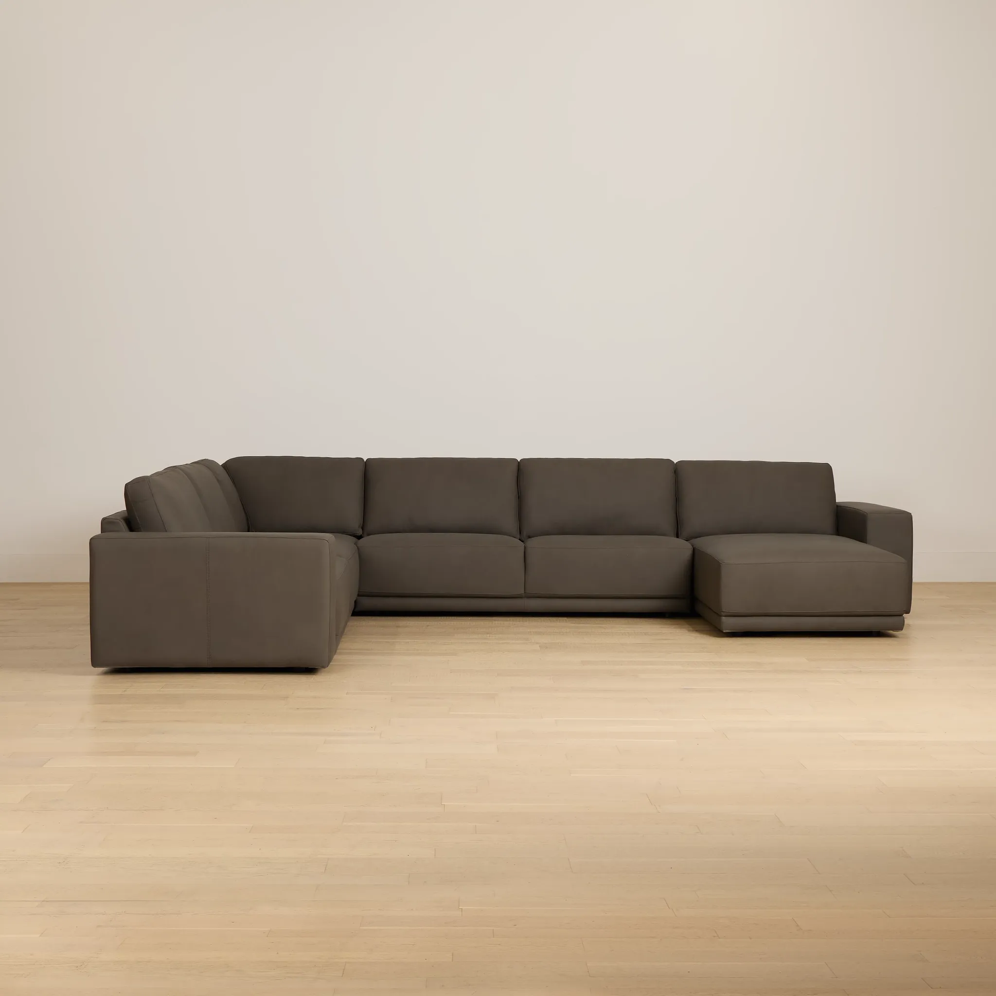 Kellan Dark Gray Leather Medium Right Chaise Sectional