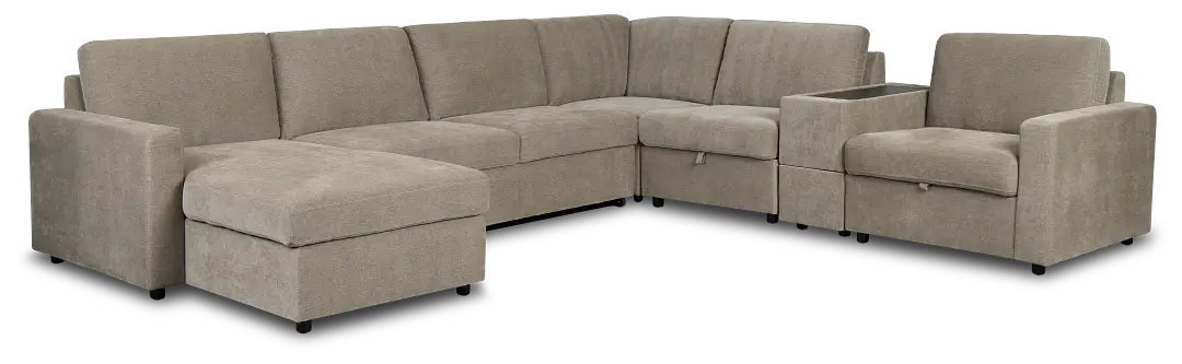 Addie Gray Fabric Medium Left Chaise Sleeper Sectional With Console Addie Gray Fabric Medium Left Chaise Sleeper Sectional With Console