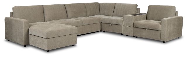 Addie Gray Fabric Medium Left Chaise Sleeper Sectional With Console