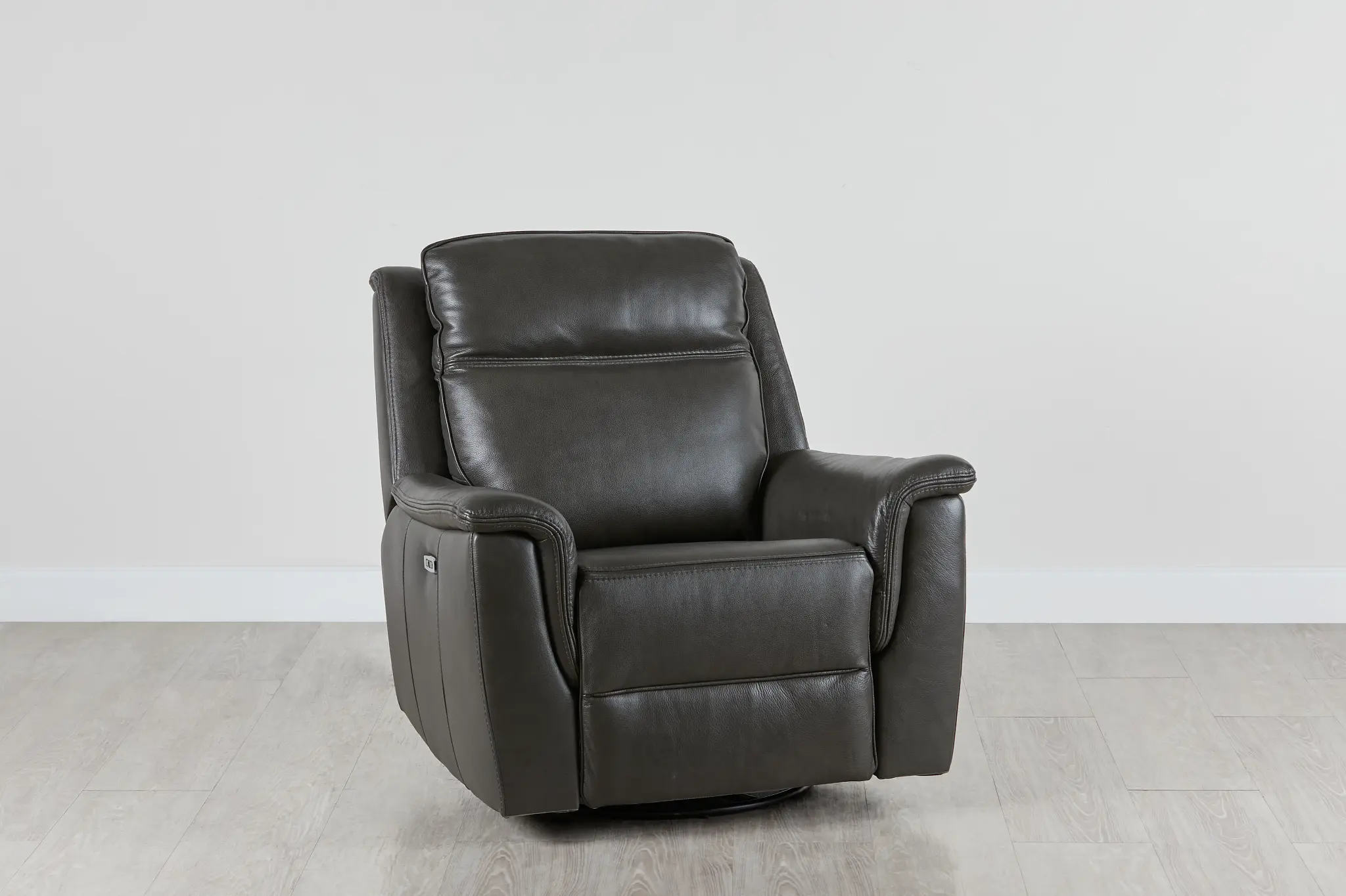 Aiden Dark Gray Leather Power Glider Recliner With Power Headrest Aiden Dark Gray Leather Power Glider Recliner With Power Headrest
