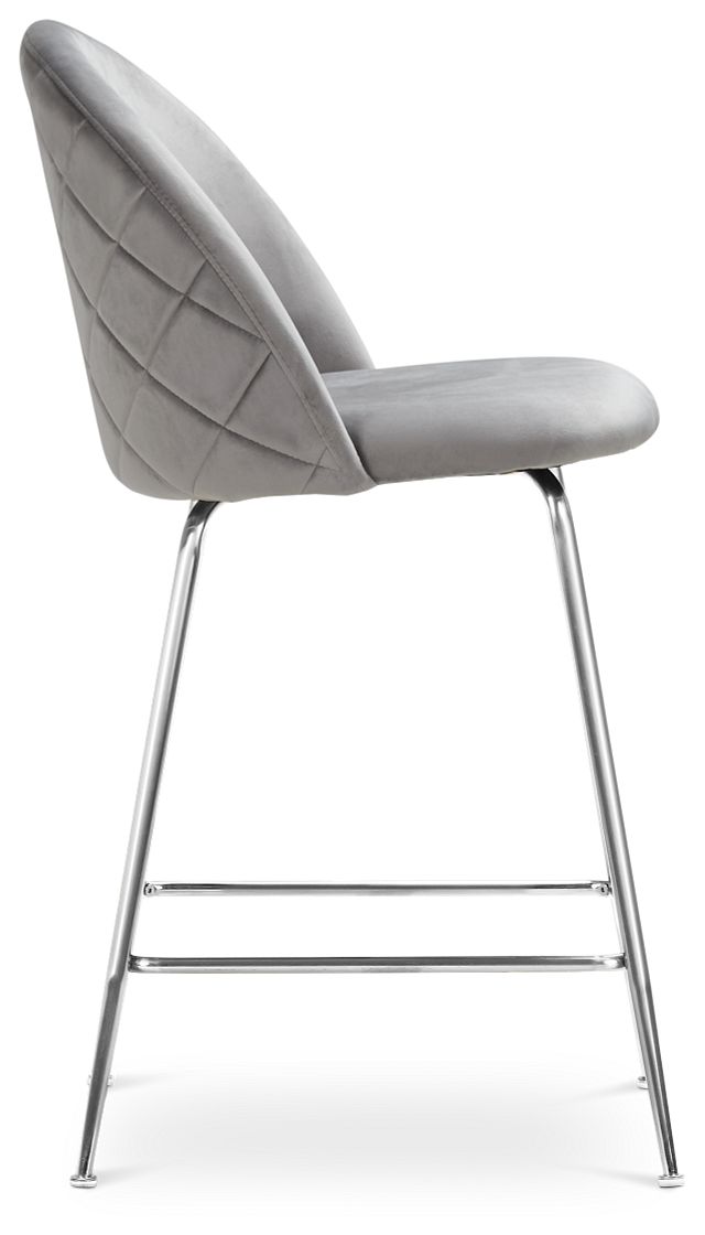 Capri Grayvelvet Upholstered 24" Barstool W/chrome Legs