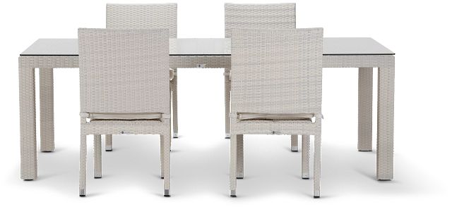 Bahia White 84" Rectangular Table & 4 Chairs