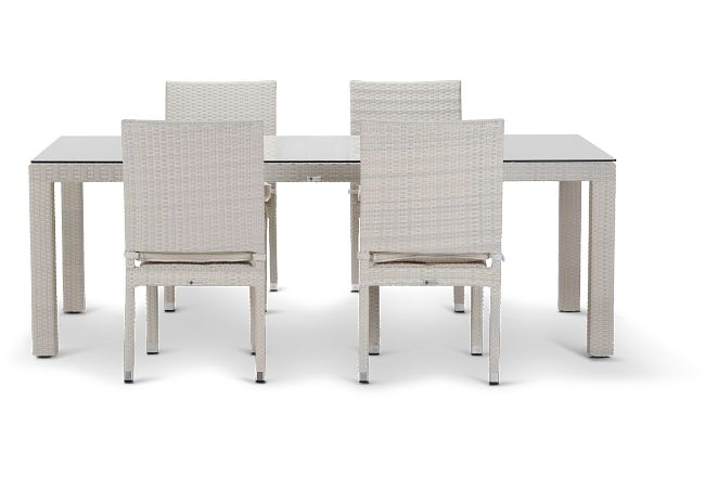 Bahia White 84" Rectangular Table & 4 Chairs