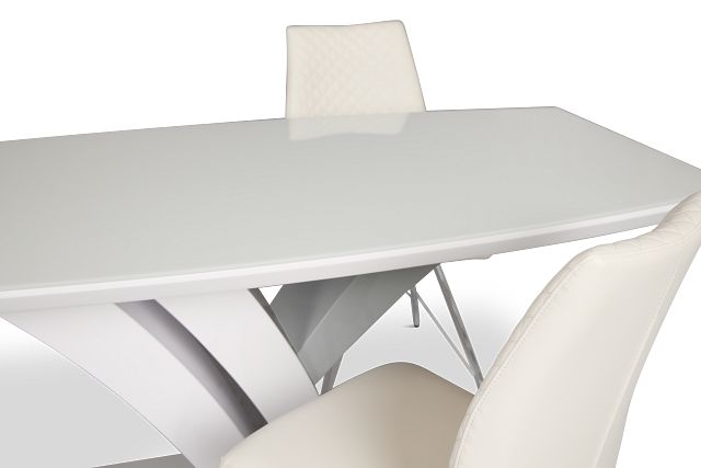 Lima White Table & 4 Upholstered Chairs