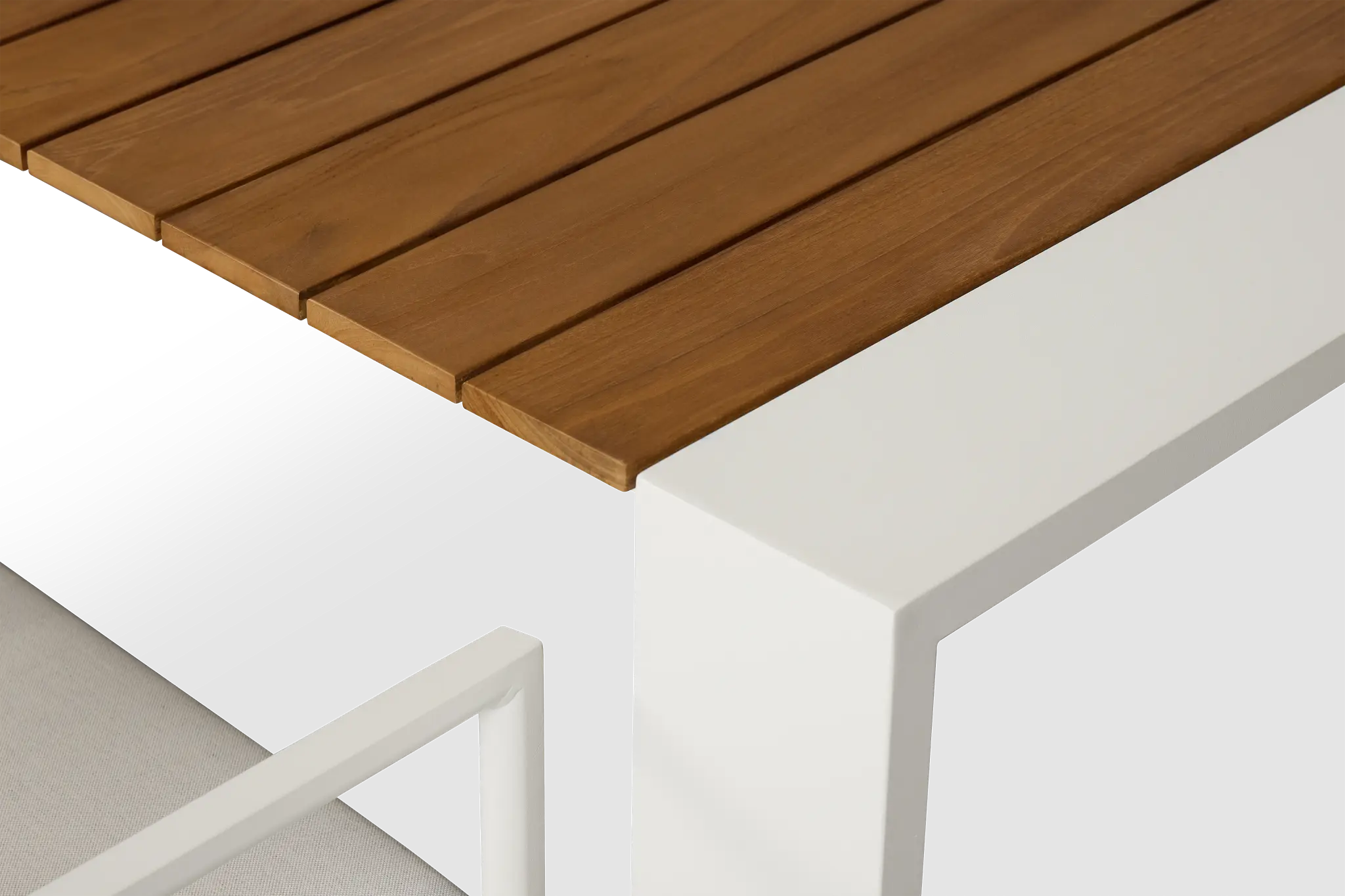 Sunrise White Teak Rectangular Table & 4 Aluminum Arm Chairs Sunrise White Teak Rectangular Table & 4 Aluminum Arm Chairs