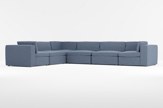 Destin Maguire Blue Fabric 6-piece Modular Sectional