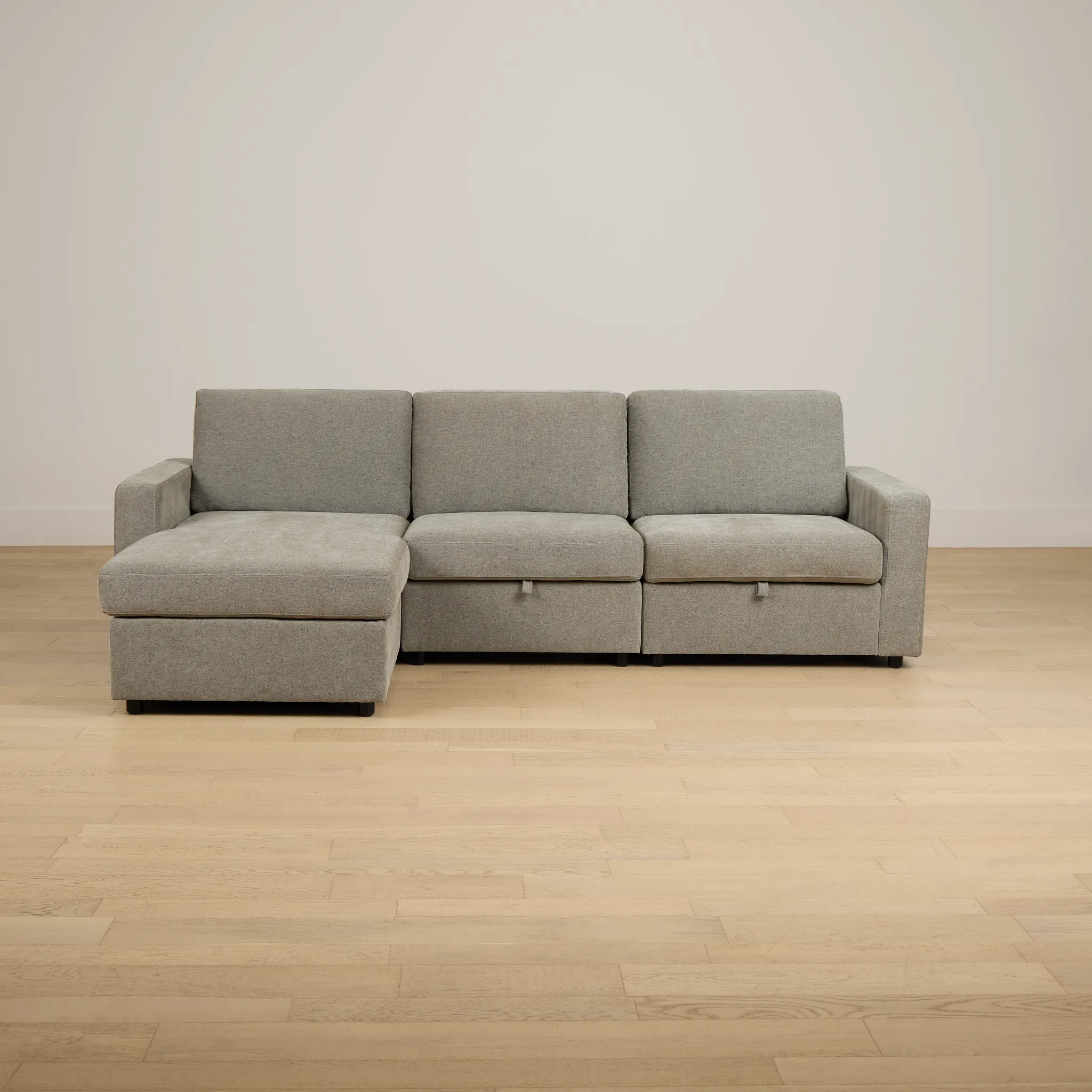 Addie Gray Fabric Left Chaise Storage Sectional