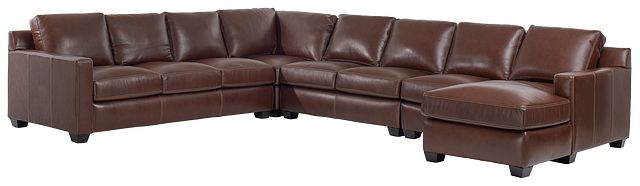 Carson Medium Brown Leather Large Right Chaise Memory Foam Sleeper Sectional (0)