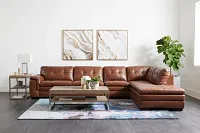 Braden Medium Brown Leather Medium Right Bumper Sectional