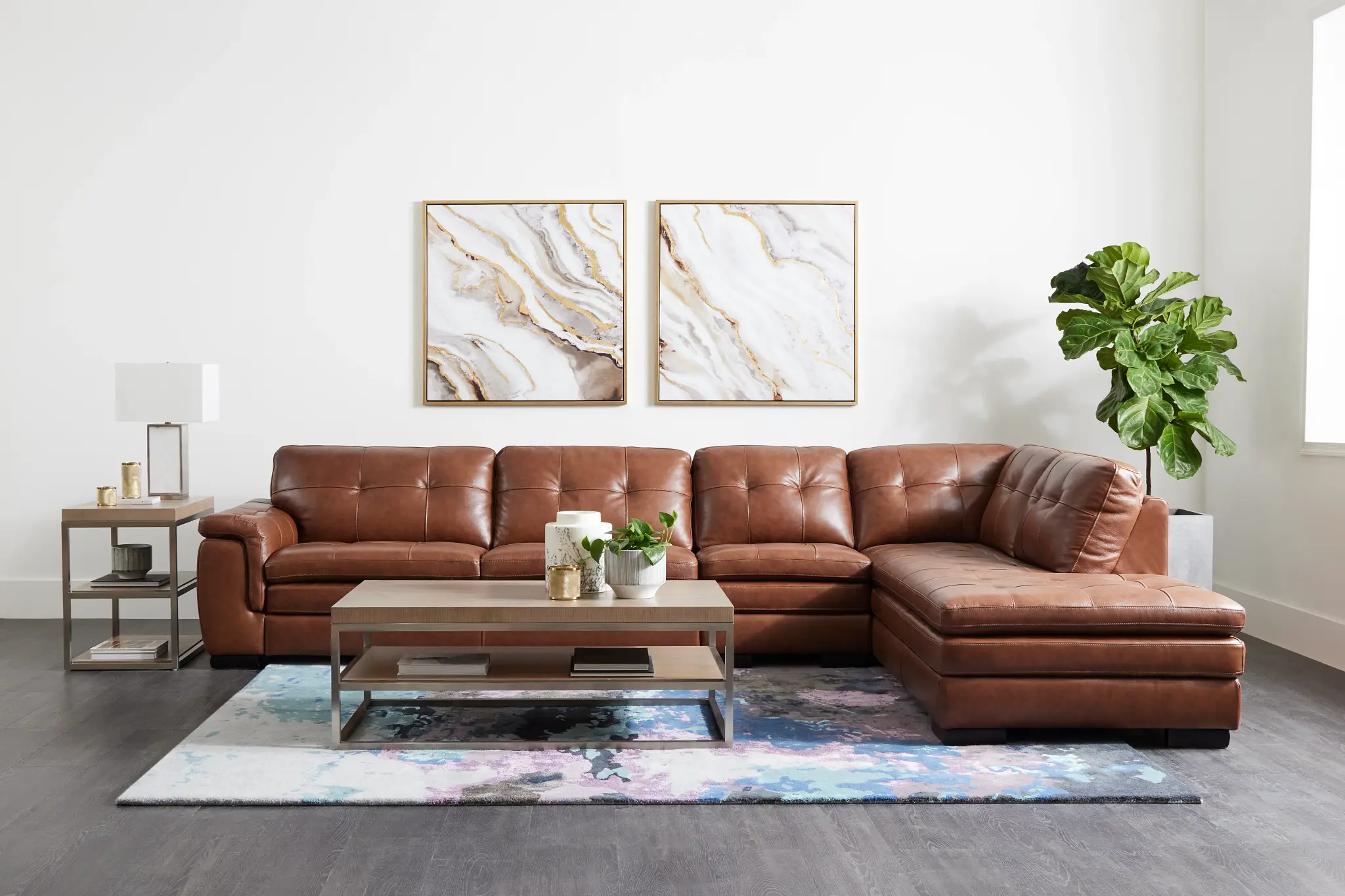 Braden Medium Brown Leather Medium Right Bumper Sectional Braden Medium Brown Leather Medium Right Bumper Sectional