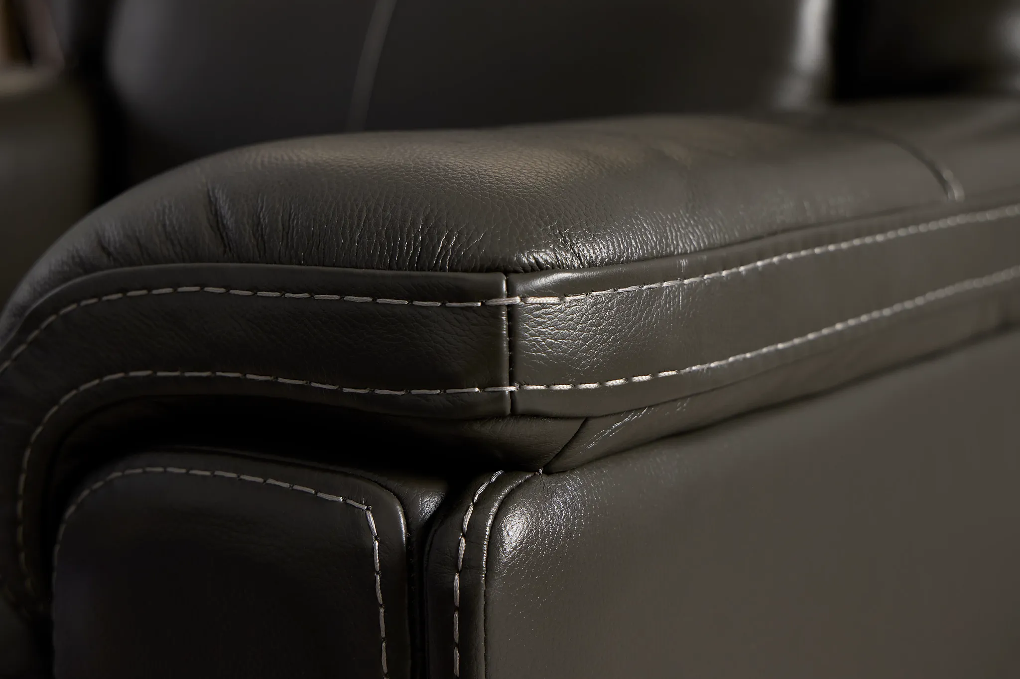 Fallon Dark Gray Lthr/vinyl Power Reclining Sofa W/ Massage